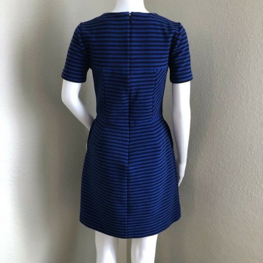 Madewell Women's Gallerist Ponte Dress Size 4 Black Blue Stripe Short Sleeve - Picture 8 of 8